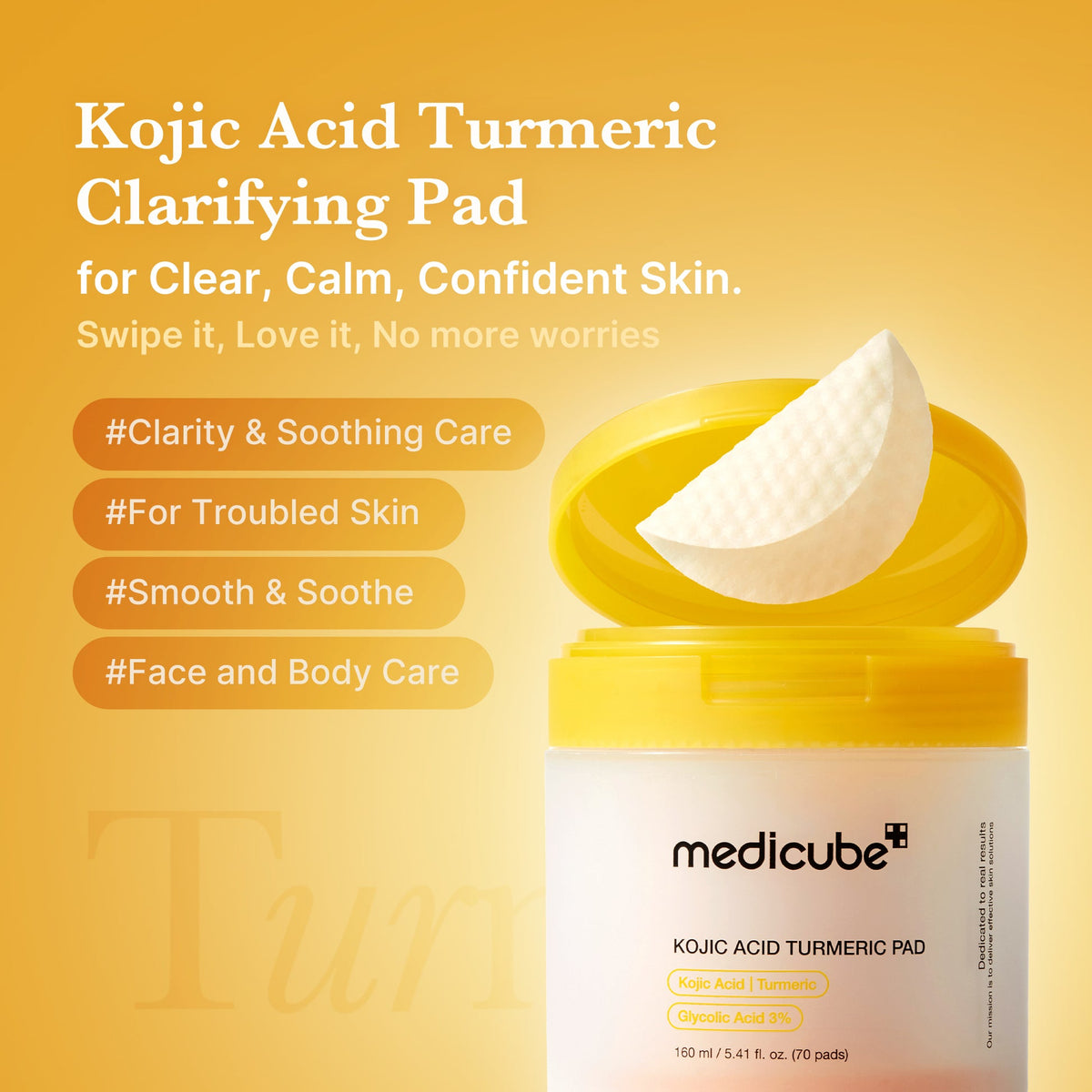 Medicube Kojic Acid Turmeric Toner Pad – soin clarifiant visage et corps