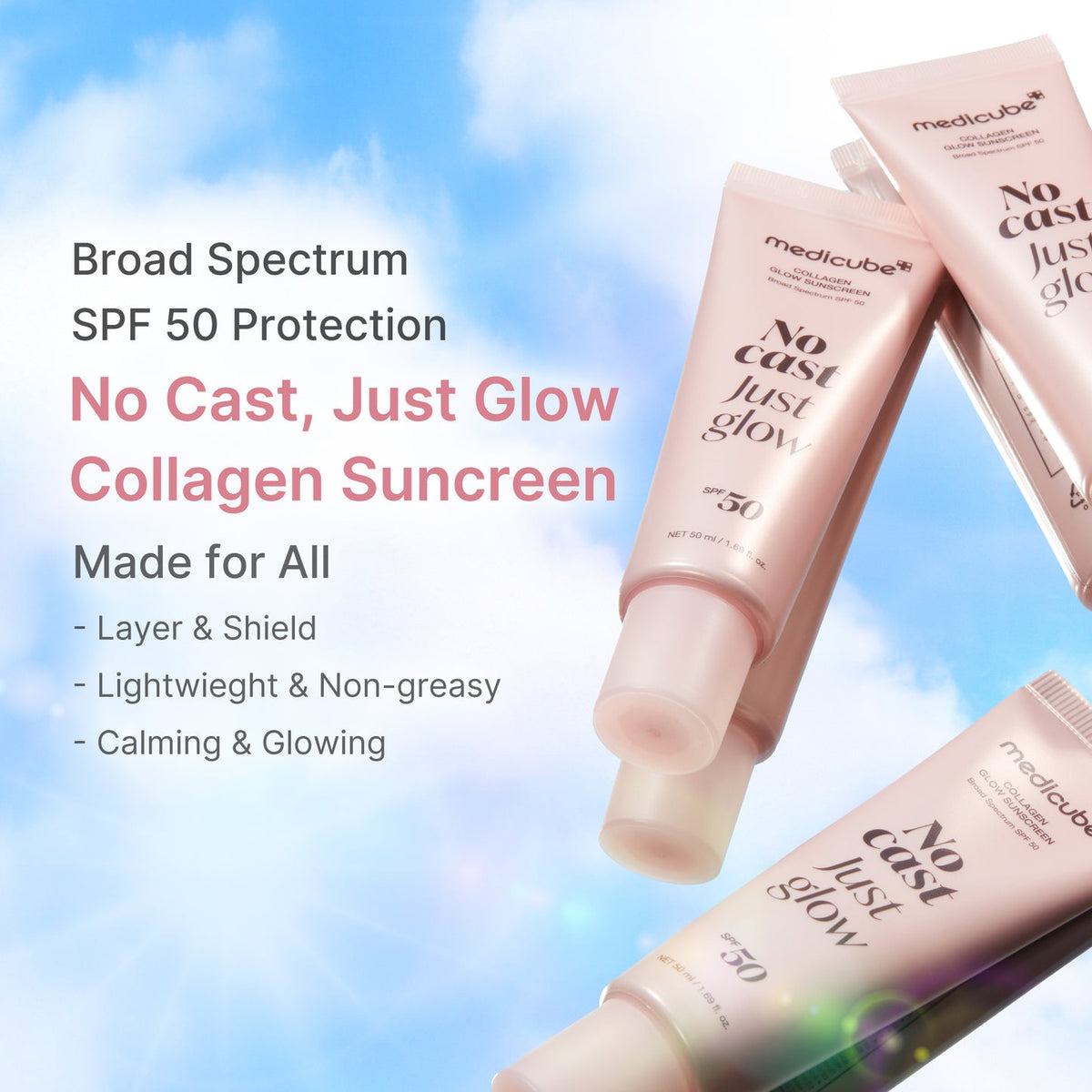 Protection solaire Medicube SPF 50 à large spectre sans traces blanches