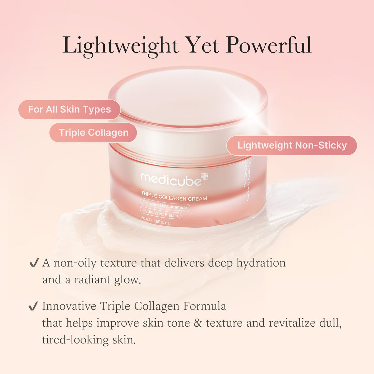 Crème Medicube Triple Collagen – texture légère et hydratante