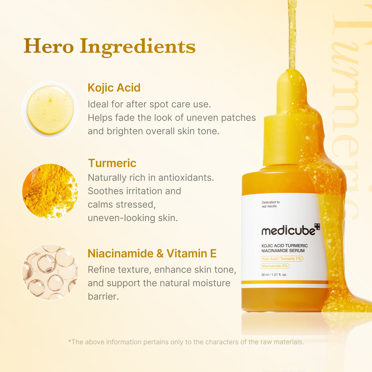 Actifs clés du Medicube Kojic Acid Turmeric Capsule Serum