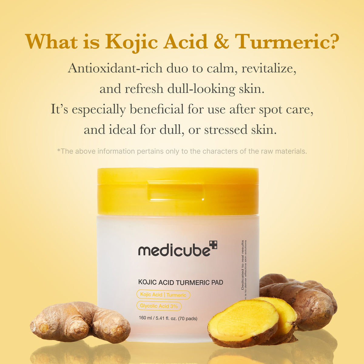 Medicube Kojic Acid Turmeric Toner Pad avec curcuma