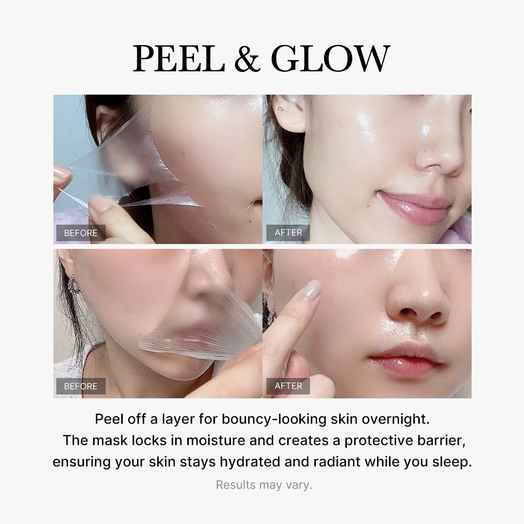 Effet peel-off et éclat du Collagen Night Wrapping Mask Medicube