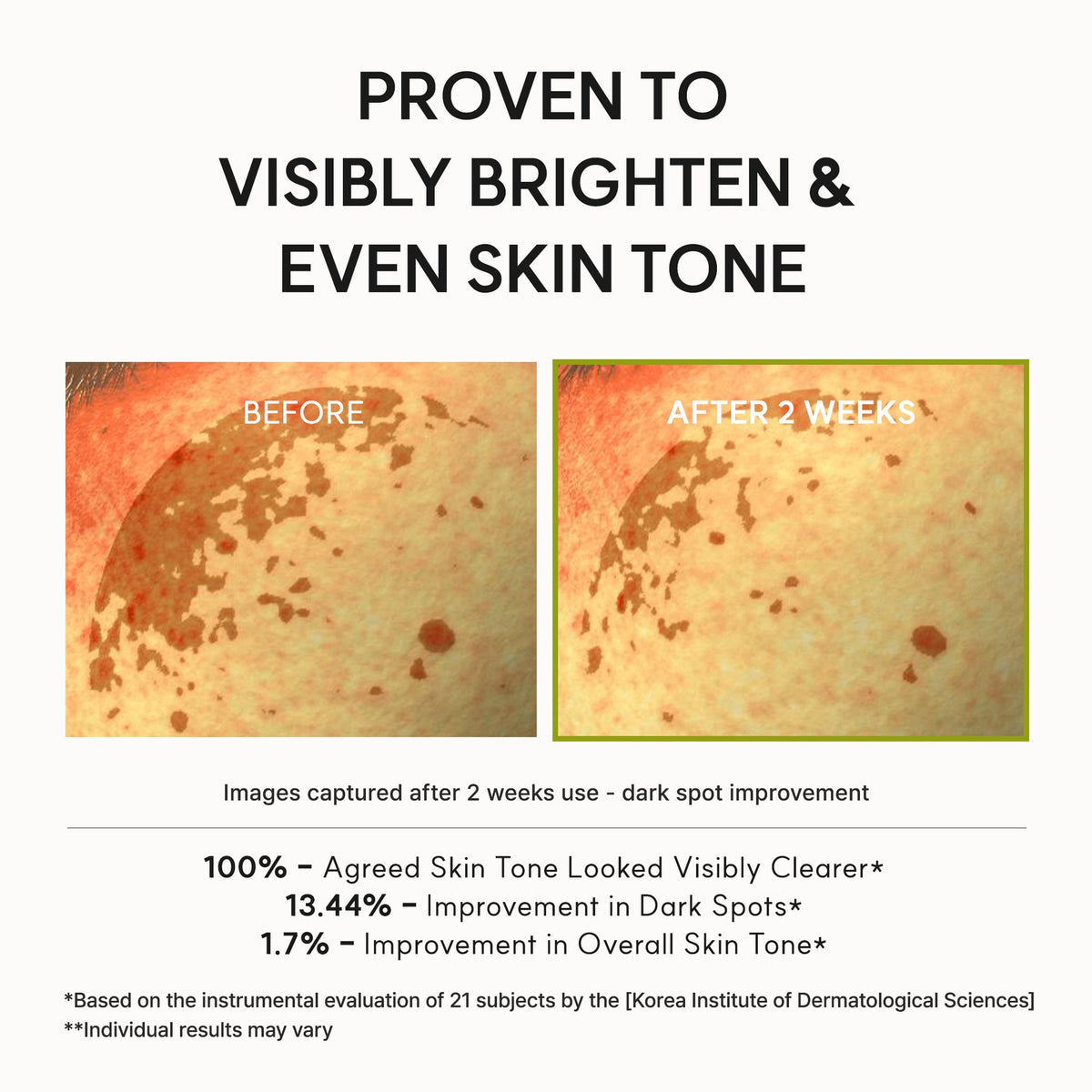 Résultats cliniques du Arencia Vitamin C Booster Shot après 2 semaines