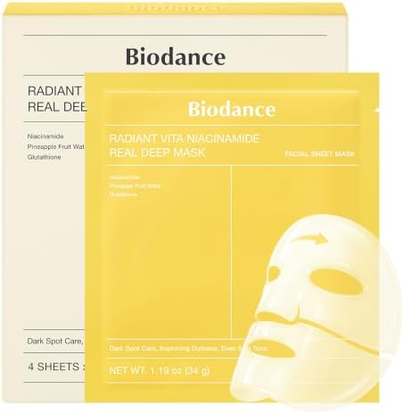 BIODANCE Radiant Vita Niacinamide Real Deep Mask – boîte de 4 masques