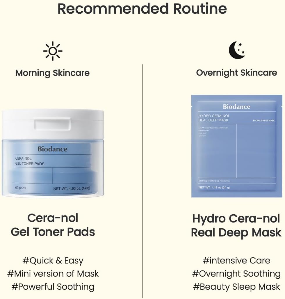 BIODANCE Hydro Cera-nol Gel Toner Pads – 60 unités