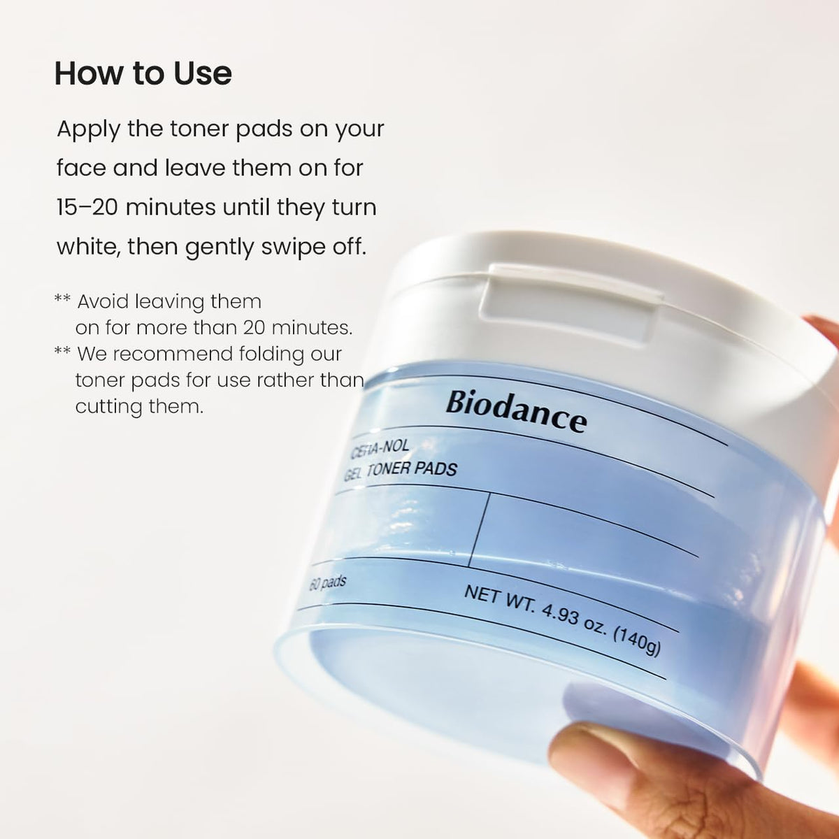 Utilisation des pads BIODANCE Hydro Cera-nol sur le visage