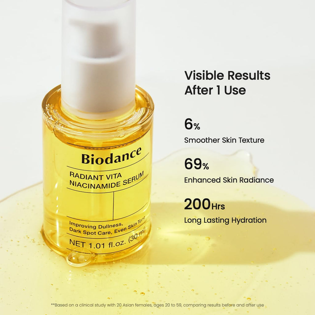 BIODANCE Vita Niacinamide Serum – résultats sur l’apparence du teint