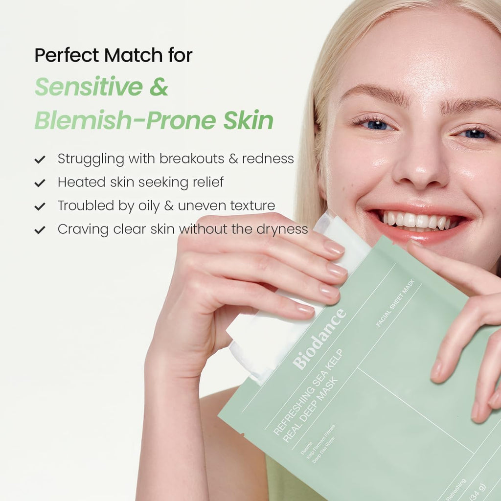 Application du masque BIODANCE Refreshing Sea Kelp
