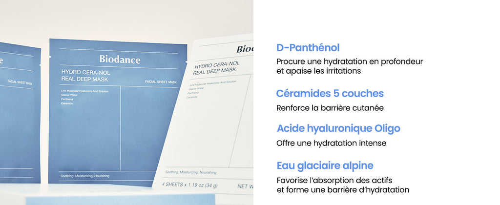 Actifs clés du masque BIODANCE Hydro Cera-nol