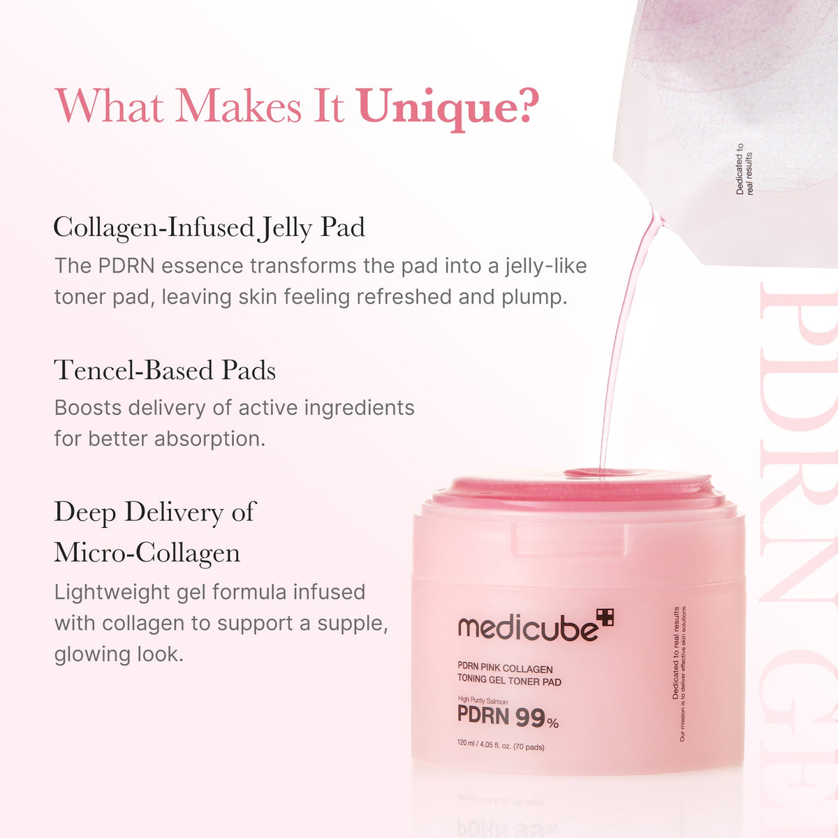 Medicube PDRN Pink Collagen Gel Toner Pad – technologie gel au collagène