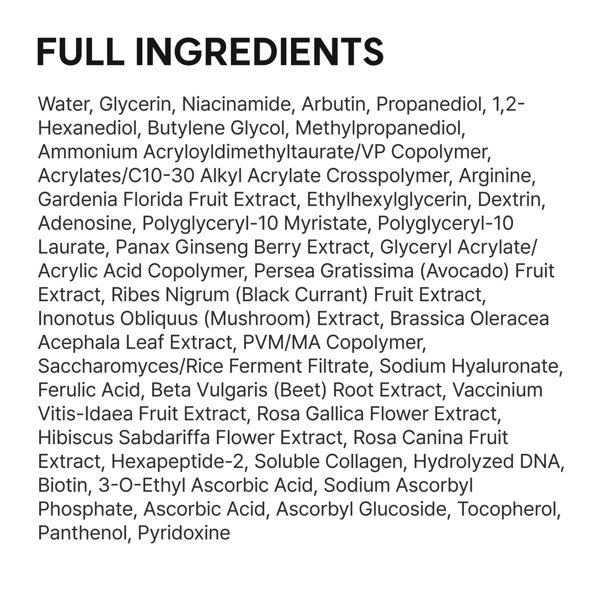 Liste complète des ingrédients Arencia Red Smoothie Serum 30