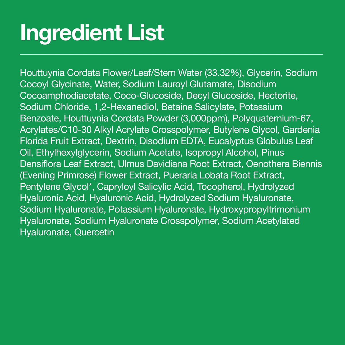 Liste des ingrédients ANUA Heartleaf Quercetinol Pore Deep Cleansing Foam
